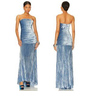House of Harlow 1960 Benicia Gown Light Blue Velvet NWT Size Small FLAWED